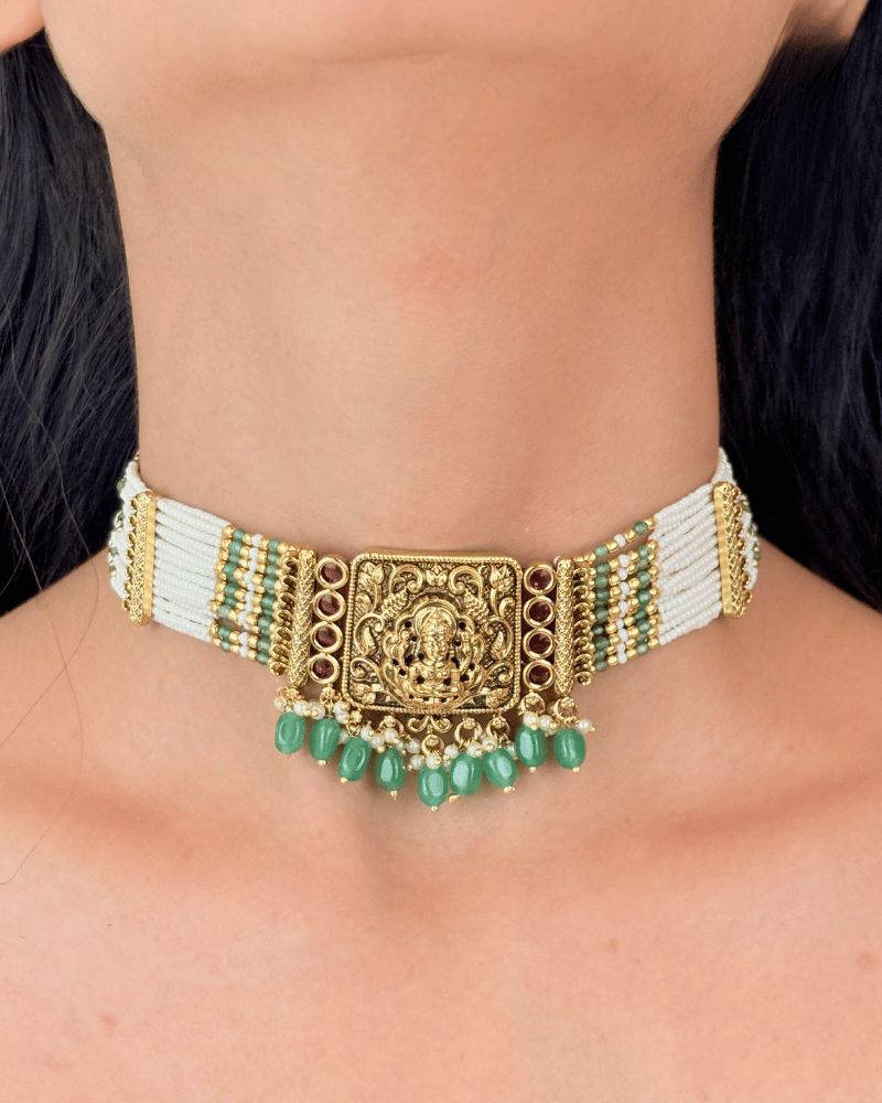 Laxmi Ji Choker | White Moti Strings