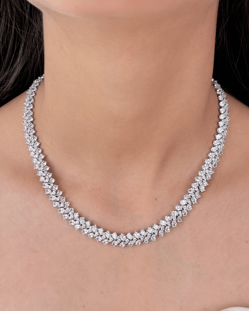 Empress Line Diamond Necklace | Rhodium Plating