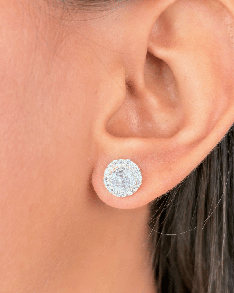 Haloire Solitaire Studs | 92.5 Silver Jewellery