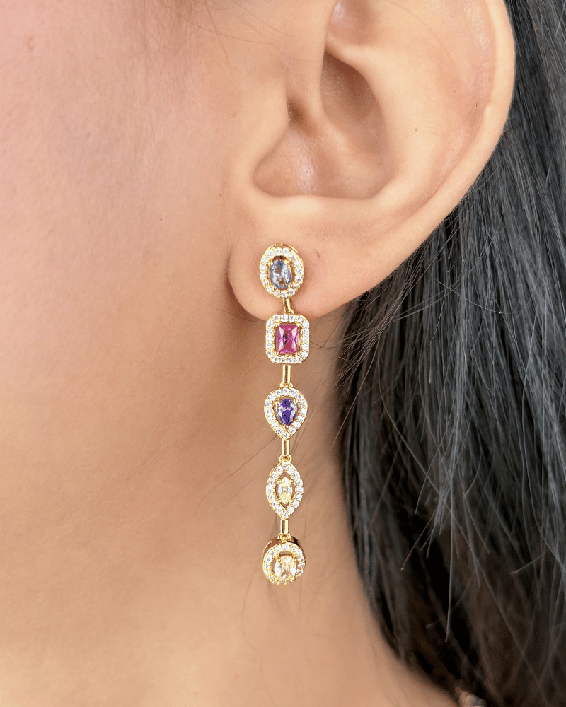 Multi Color Mosaic Diamond Necklace | Rhodium Plating