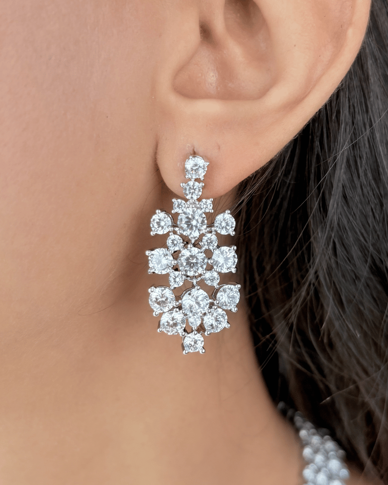 Three Layer Starlight Diamond Necklace | Rhodium Plating