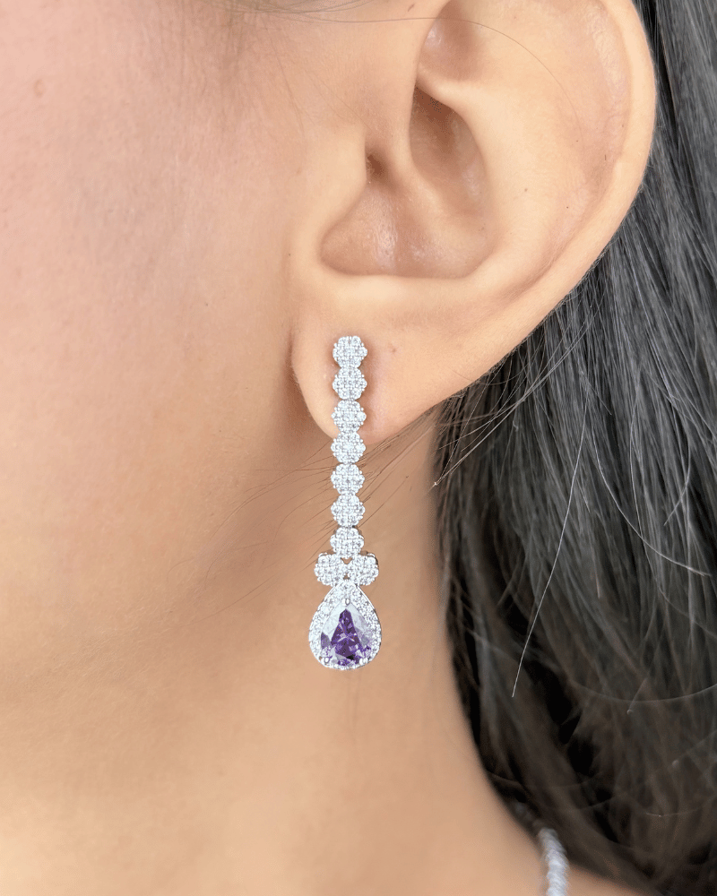 Duchess Lavender Diamond Necklace | Rhodium Plating
