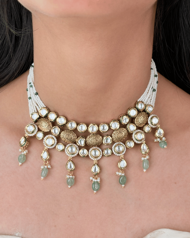 Devyani Royale Kundan Choker With Mint Drops