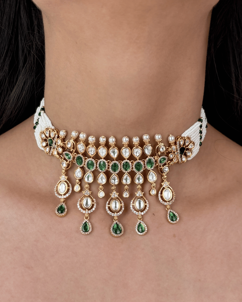 Emerald Viraasat Polki Choker