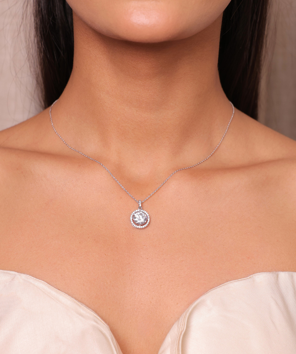 5 Carat Eternal Solitaire Pendant With Chain | Rhodium Plating