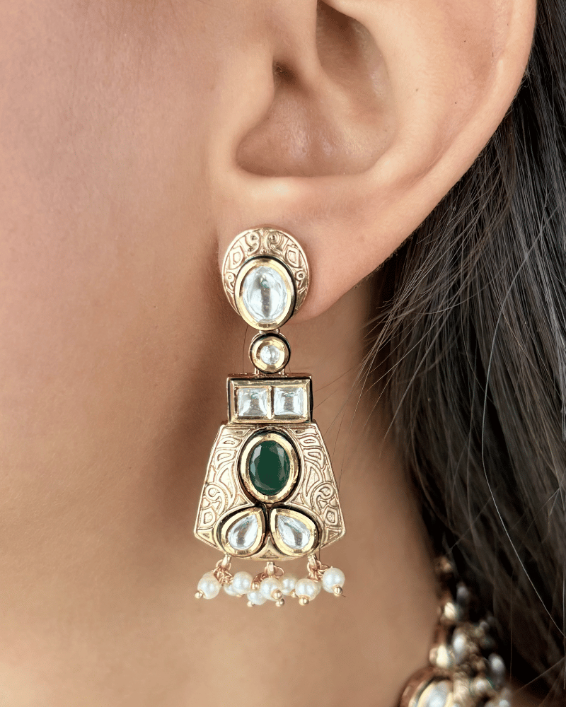 Virasa Emerlad Kundan Choker | Mint Work | 18K Gold Plating