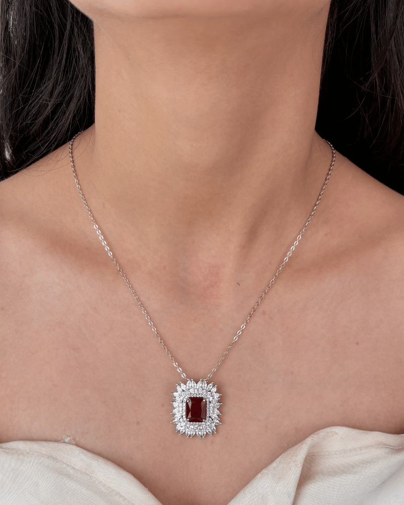 Ruby Solara Diamond Pendant Set | With Chain