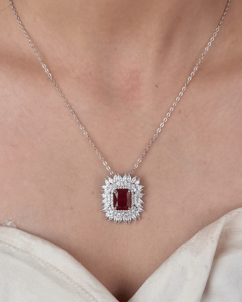 Ruby Solara Diamond Pendant Set | With Chain