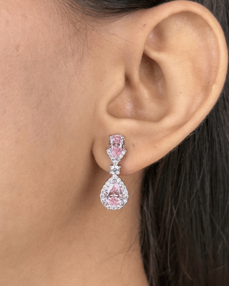 Shahana Baby Pink Diamond Necklace | Rhodium Plating