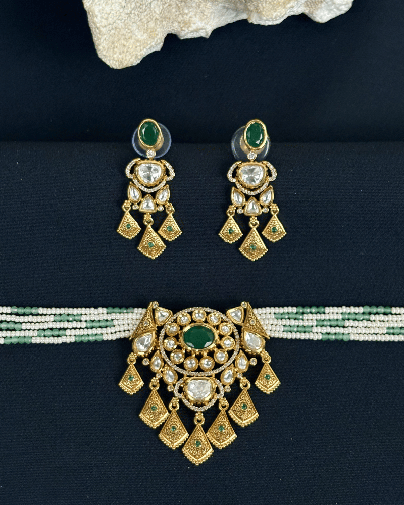 Noor Darbar Emerald Polki Choker