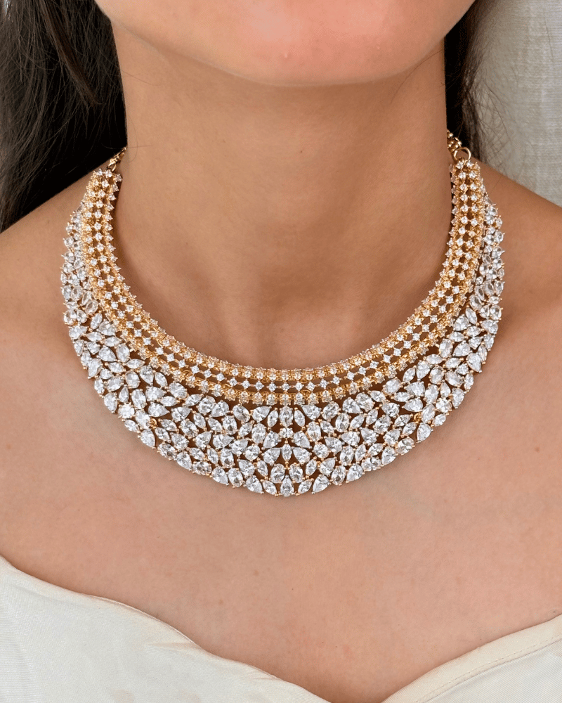 Zelphira Diamond Necklace | 18K Gold Plating
