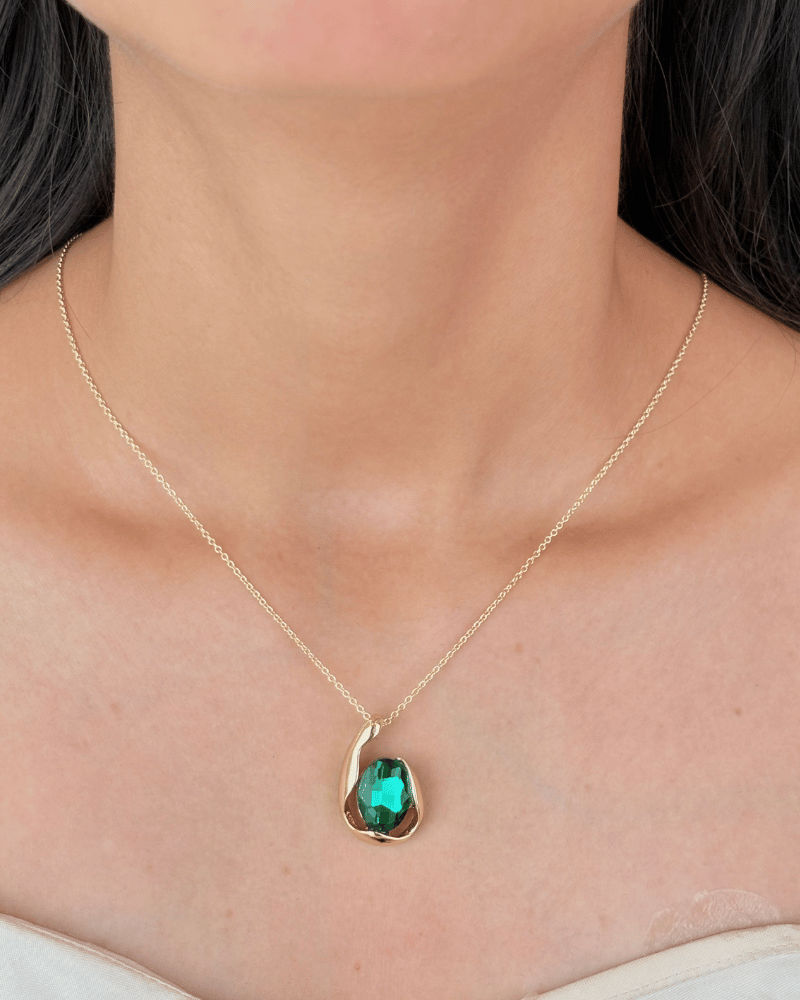 Olivine Emerald Pendant Set | With Chain