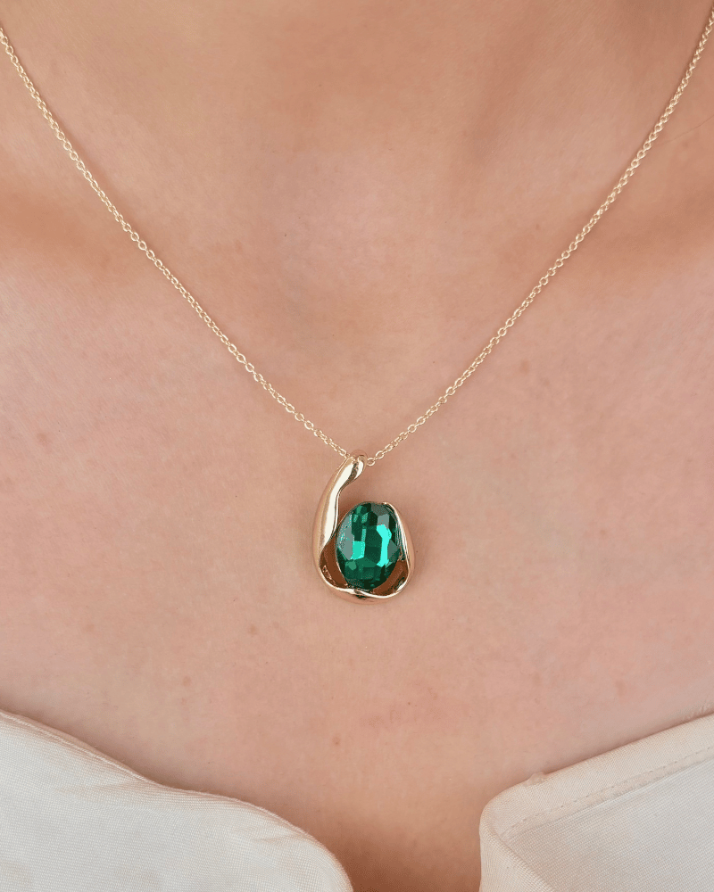 Olivine Emerald Pendant Set | With Chain