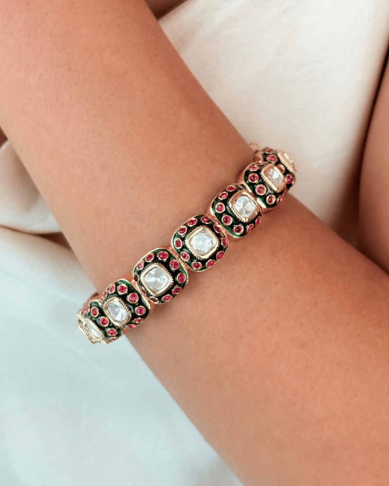 Kaaveri Enamel Polki Bangles | Single Piece | Openable