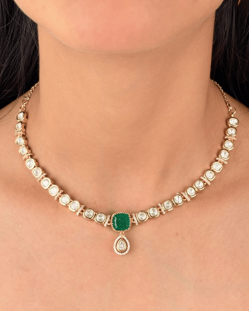 Mrigaya Emerald Polki Necklace