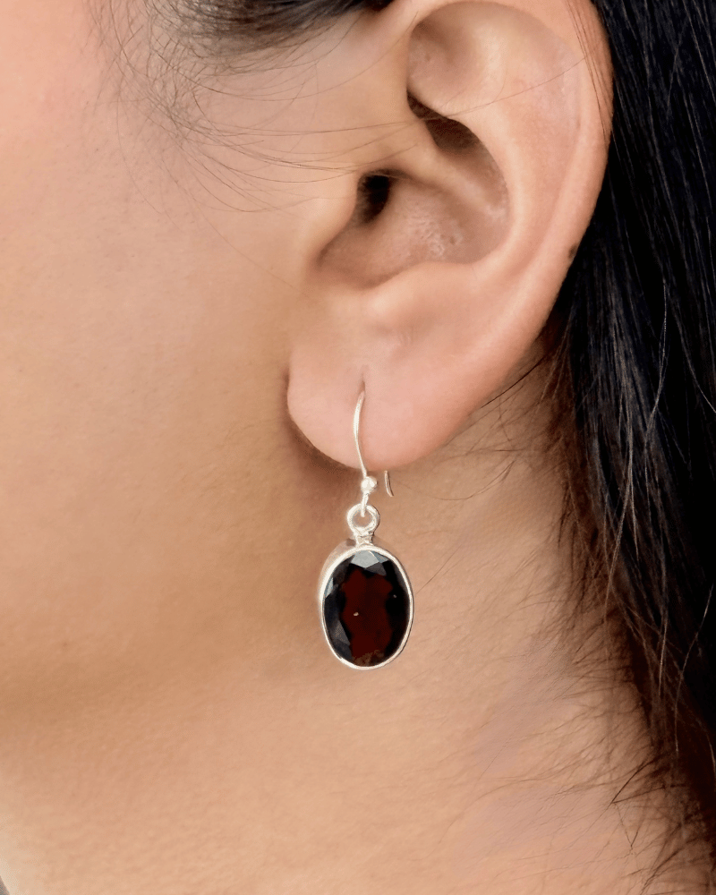 Aveline Garnet Earrings | 92.5 Silver Jewellery