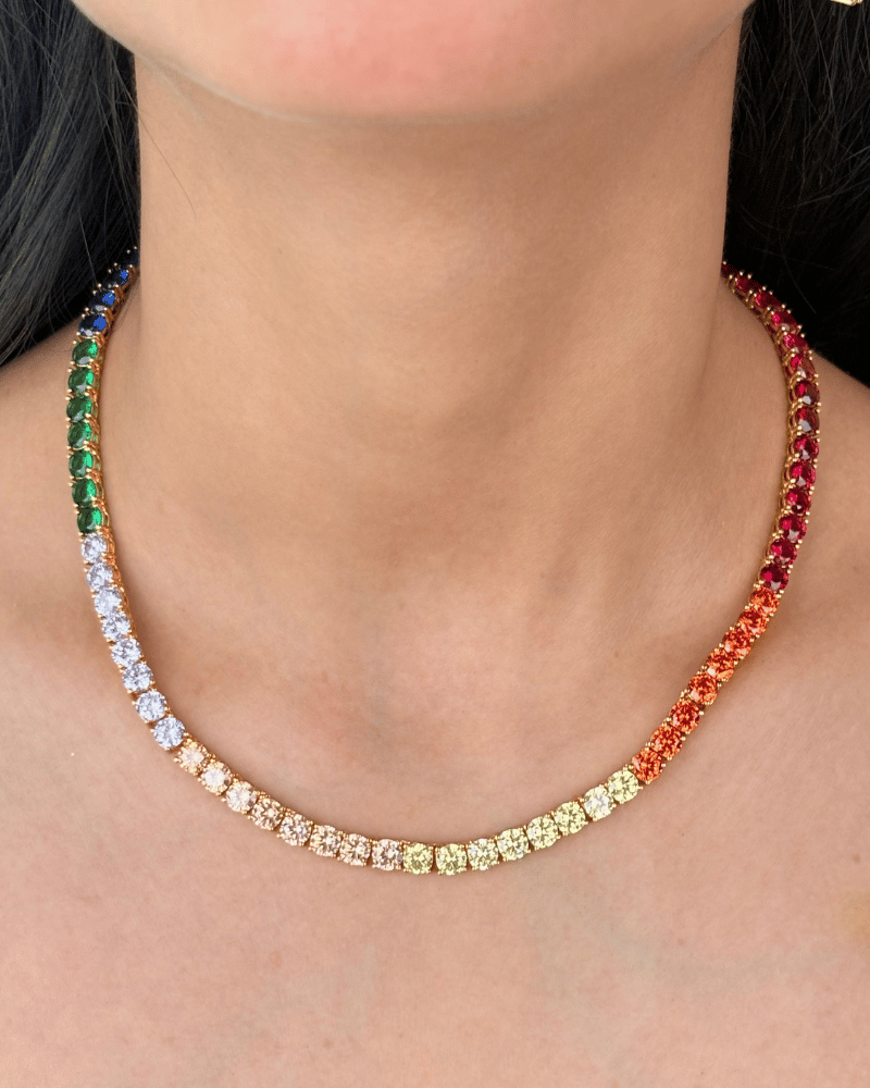 Navrasa Multi Color Diamond Necklace | Rhodium Plating