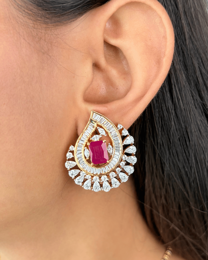 Ruby Gloria Diamond Pendant Set | Big Size | Without Chain