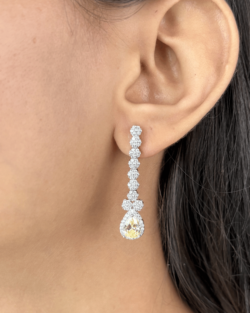 Duchess Citrine Diamond Necklace | Rhodium Plating