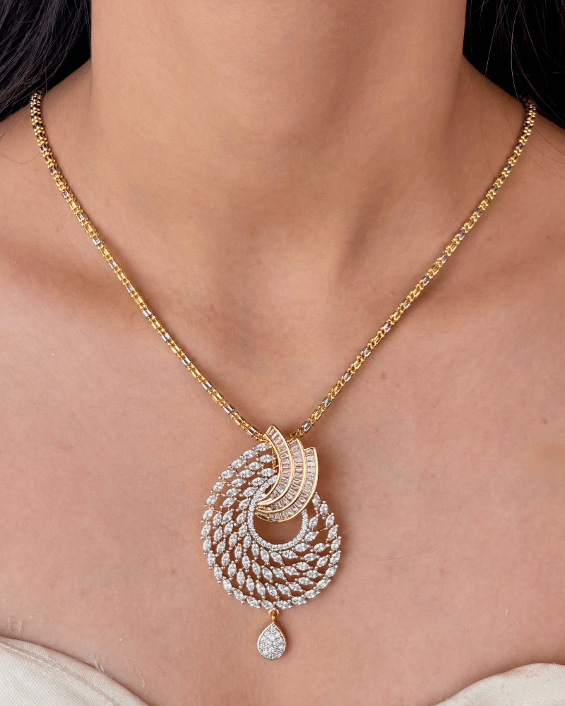 Sovereign Swirl Diamond Pendant Set | Without Chain
