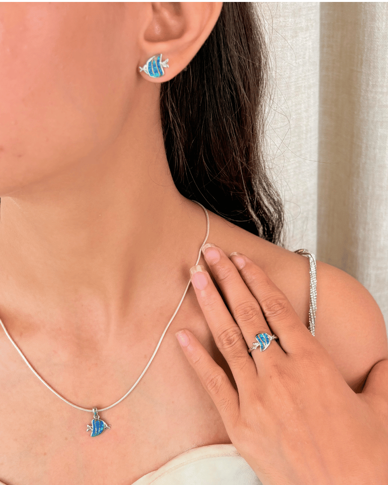 Aqualis Combo Set | Without Chain | 92.5 Silver Jewellery