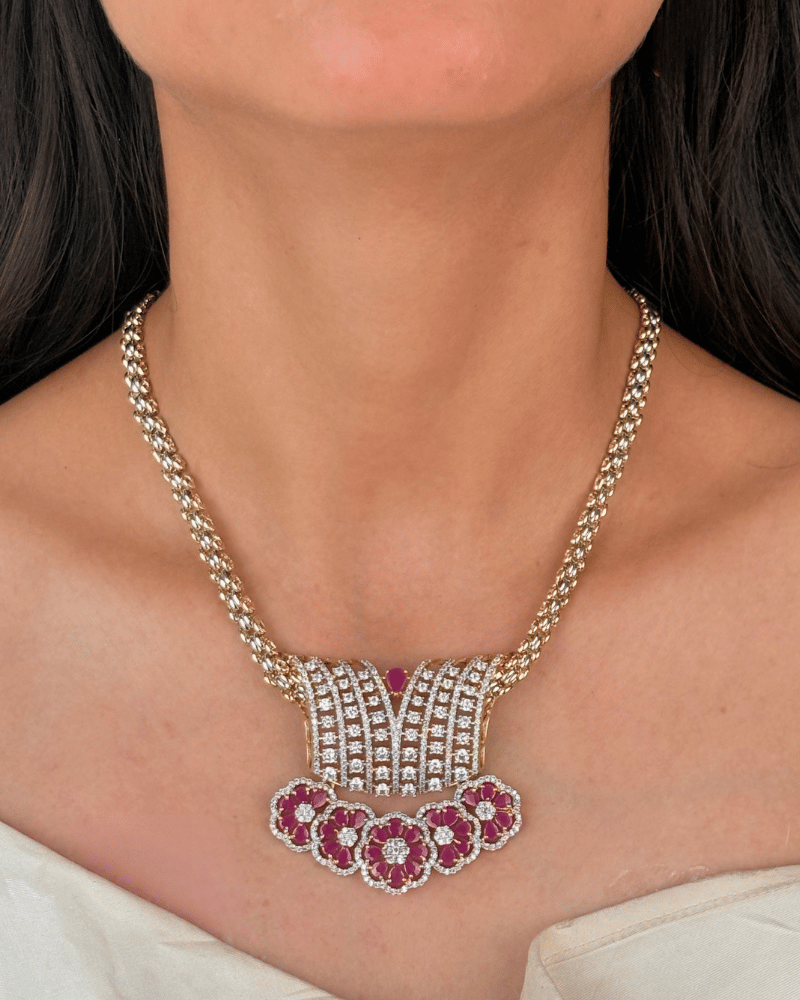 Gulara Royale Ruby Pendant Set With Chain | Screw Back