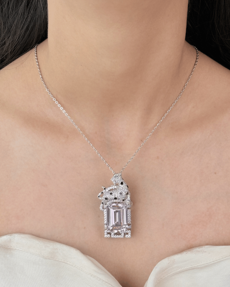Baghini Royale Baby Pink Pendant | With Chain | Rhodium Plating
