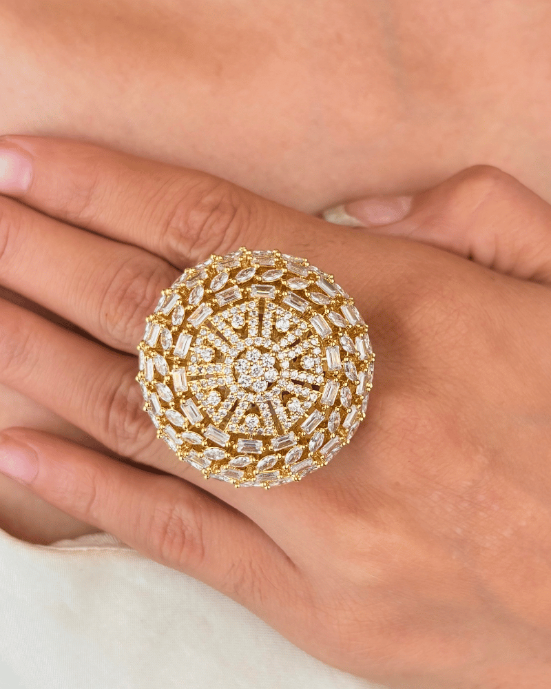 Golden Eclipse Diamond Ring | Adjustable