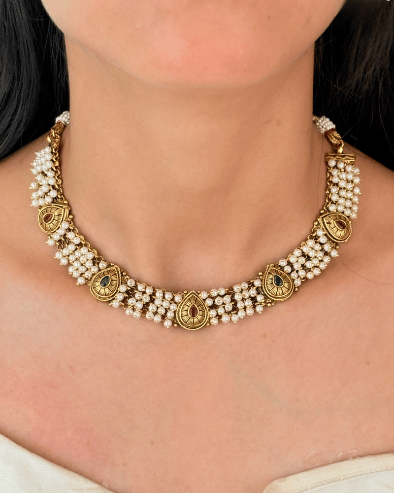 Rajmoti Golden Necklace