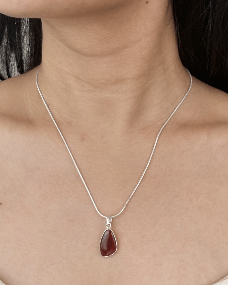 Ember Garnet Pendant | Without Chain | 92.5 Silver Jewellery