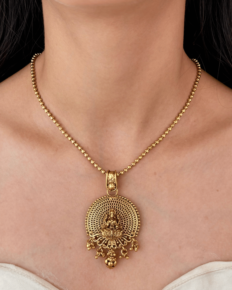 Golden Laxmi Pendant Set