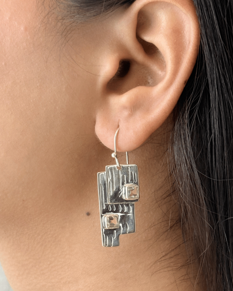 Silver Monolith Danglers | 92.5 Silver Jewellery