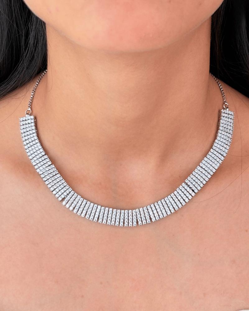 Classic Diamond Necklace | Silver Plating