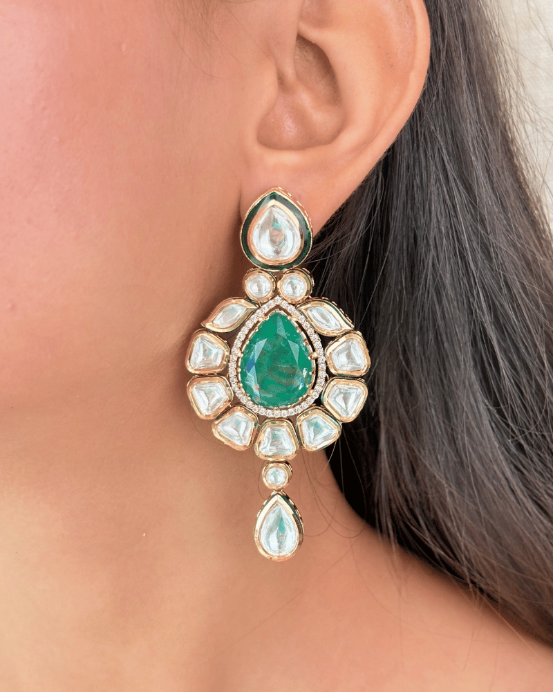 Raktika Emerald Danglers