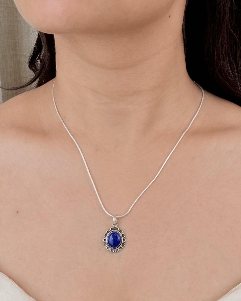 Royal Lapis Pendant | Without Chain | 92.5 Silver Jewellery