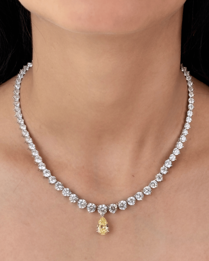 Eira Citrine Crystal Necklace | Rhodium Plating