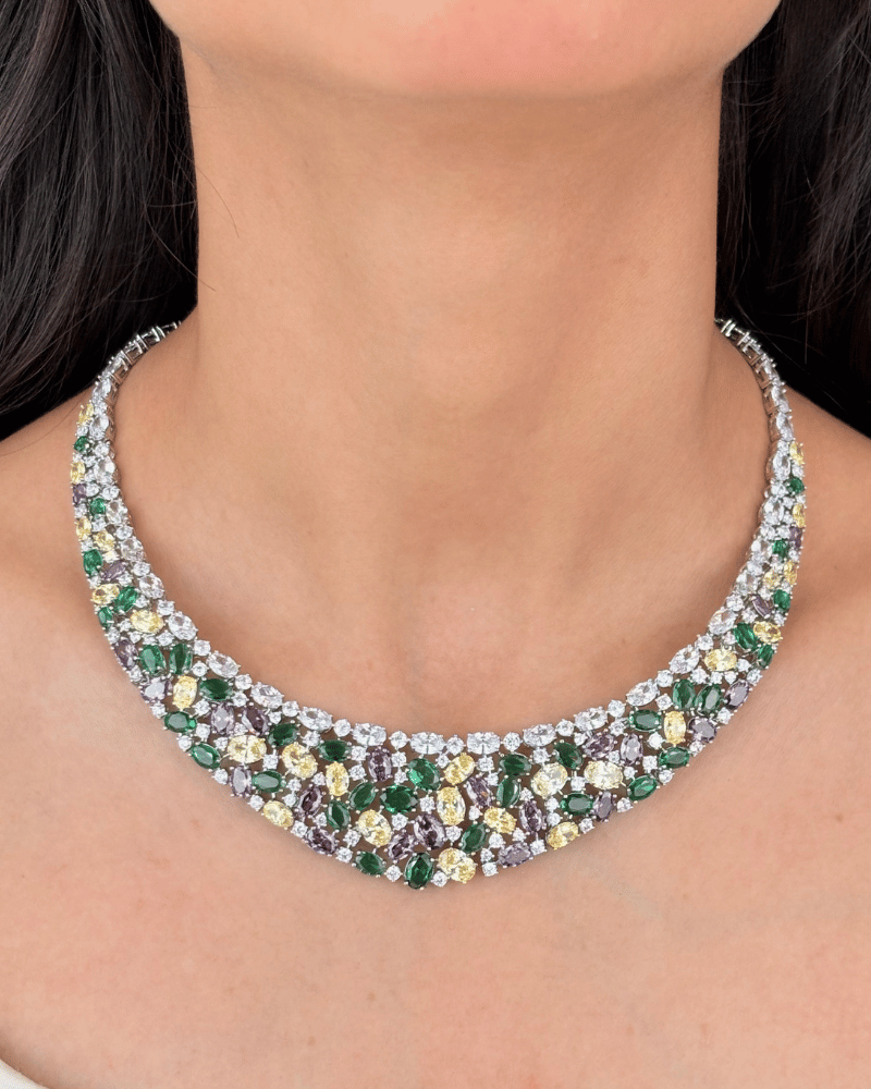 Émeraude Royale Diamond Necklace | Rodium Plating