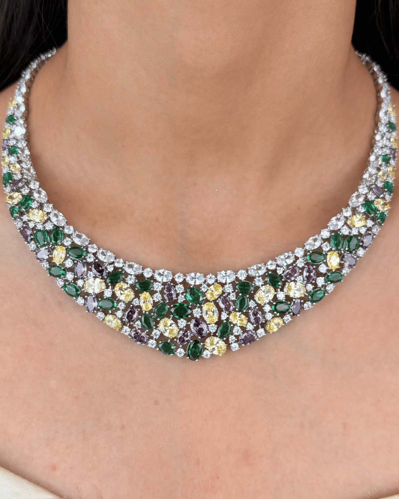 Émeraude Royale Diamond Necklace | Rodium Plating