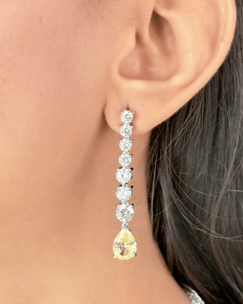 Eira Citrine Crystal Necklace | Rhodium Plating