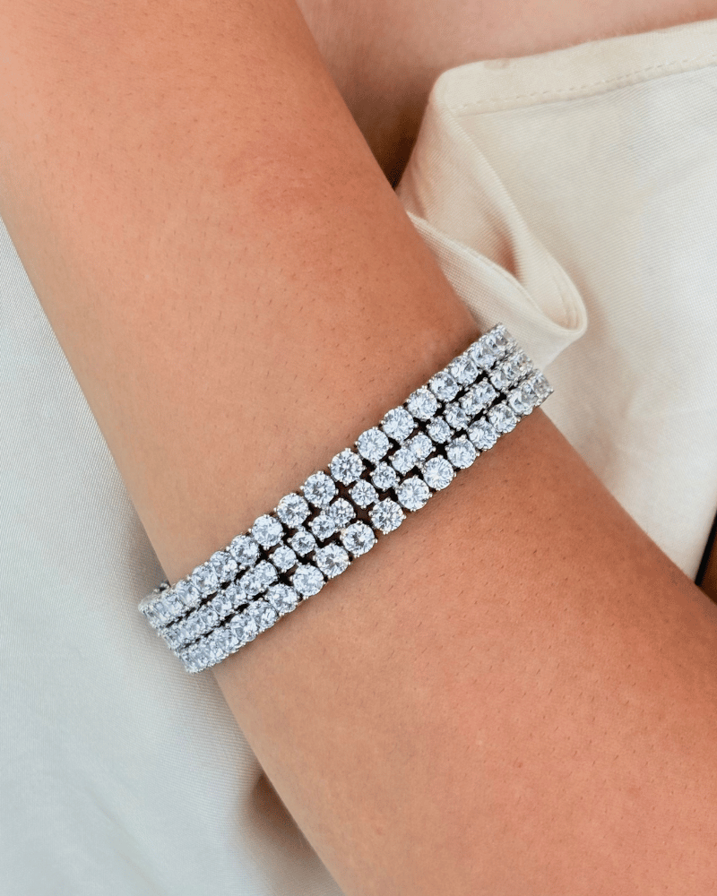 Avelora Three Layer Diamond Bracelet | Rhodium Plating