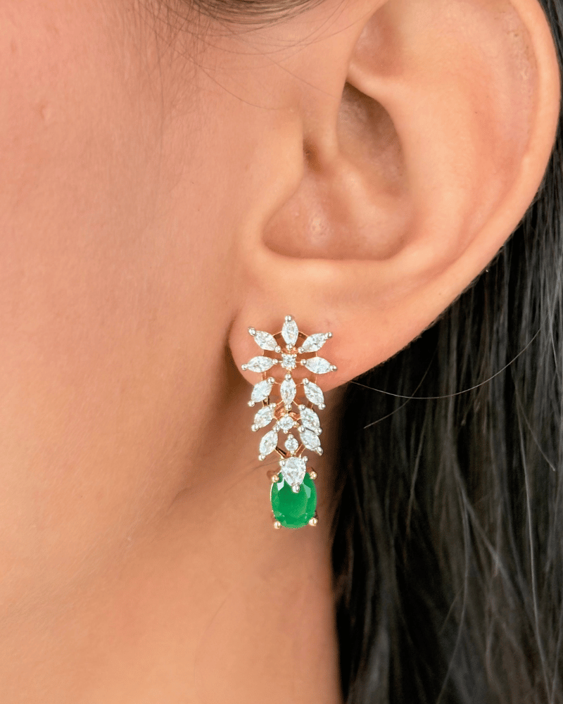 10 Emeralds Drop Pendant Set With Chain