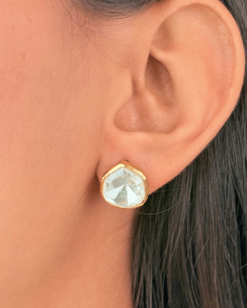 Aaravali Moissanite Pendant Set | Screw Back | 18K Gold Plating | Without Chain