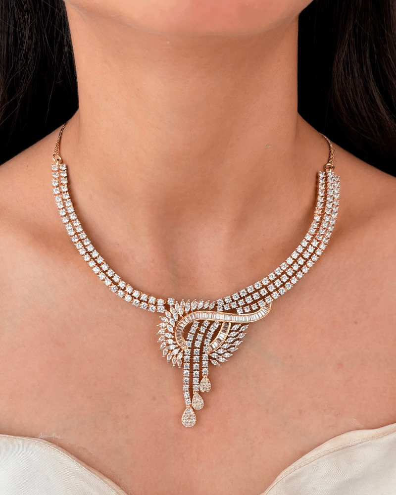 Crowned Feather Diamond Necklace