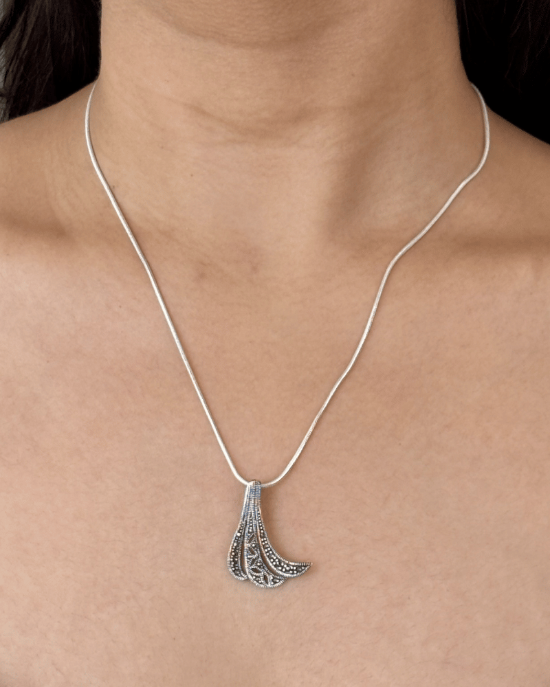 Arabella Fan Pendant Set | Without Chain | 92.5 Silver Jewellery