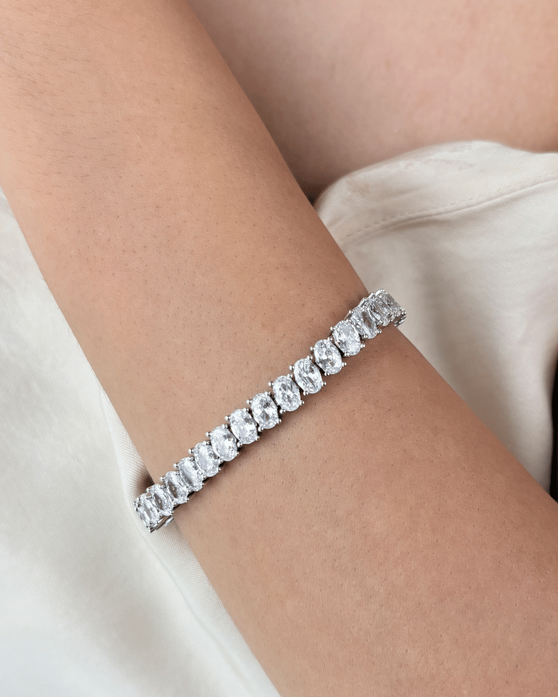 Cristina Diamond Bracelet | Openable | Rhodium Plating