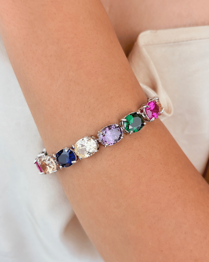 Rangrezia Multi Color Diamond Bracelet | Rhodium Plating