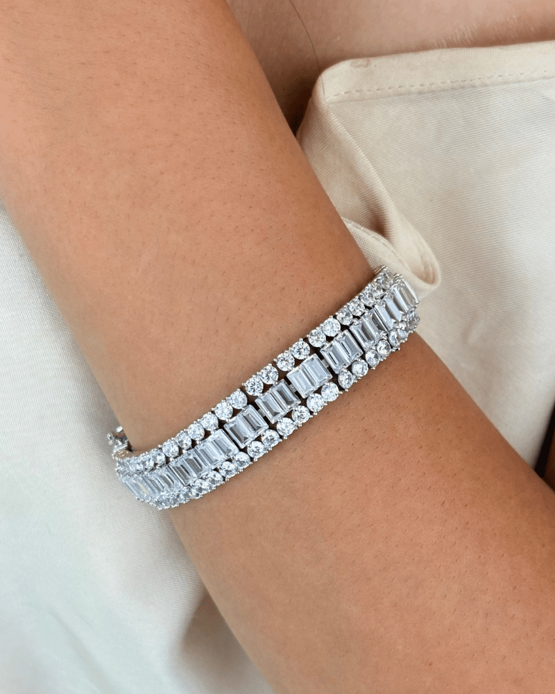 Adeline Diamond Bracelet | Openable | Rhodium Plating
