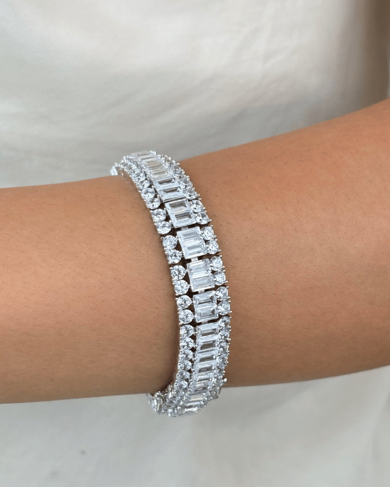 Adeline Diamond Bracelet | Openable | Rhodium Plating