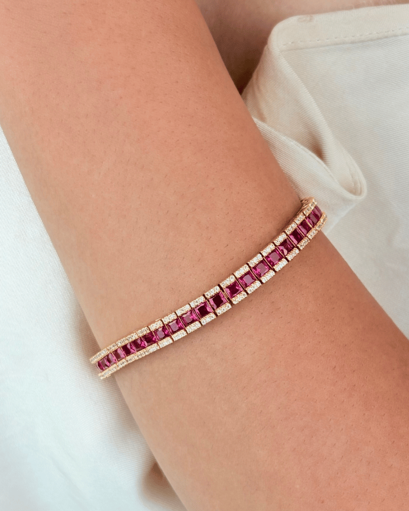 Rubelle Line Diamond Bracelet | Rhodium Plating