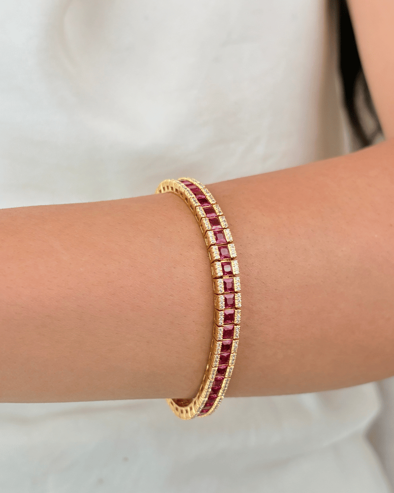 Rubelle Line Diamond Bracelet | Rhodium Plating